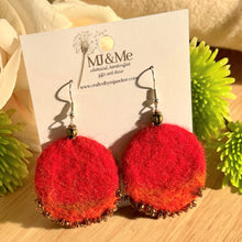 Load image into Gallery viewer, Red Hot Boho Beaded Felt Earrings