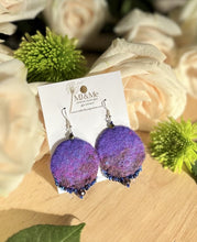 Load image into Gallery viewer, Purple Round Felted and Hand-beaded Earrings