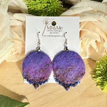 Load image into Gallery viewer, Purple Boho Beaded Felt Earrings