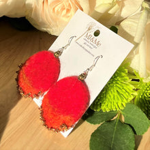 Load image into Gallery viewer, Red Hot Boho Beaded Felt Earrings