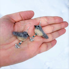 Load image into Gallery viewer, Felted Bird Earrings with Charm