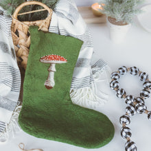 Load image into Gallery viewer, Handfelted Toadstool Christmas Stocking