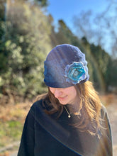 Load image into Gallery viewer, Cozy Brimmed Beanie Hat with Beaded Flower Pin