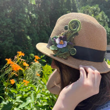 Load image into Gallery viewer, Spring Fiddleheads and Violets Felted Brooch/Hat Pin