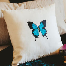 Load image into Gallery viewer, Hand Painted Blue Butterfly Pillow