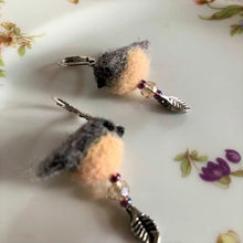 Load image into Gallery viewer, Felted Bird Earrings with Charm