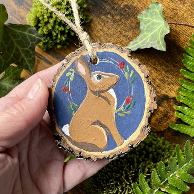 Handpainted Woodland Rabbit Ornament