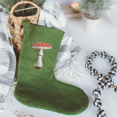 Handfelted Toadstool Christmas Stocking