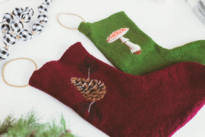 Handfelted Pinecone Christmas Stocking