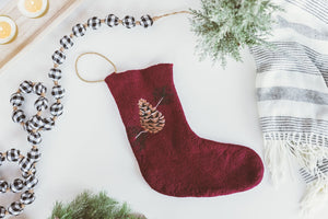 Handfelted Pinecone Christmas Stocking