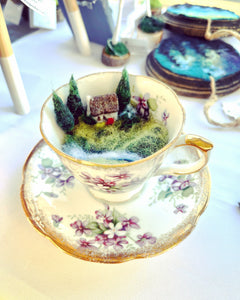 Felted Fairytale Cottage Teacup