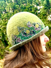 Load image into Gallery viewer, Wool Felted hat with upcycled vintage fabric