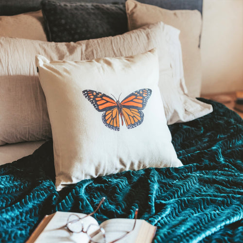 Hand Painted Monarch Butterfly Pillow